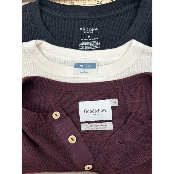 Bundle Of 3 Mens Thermal Henley Waffle Knit Shirts Size M Arizona & Co Merona - Picture 3 of 3